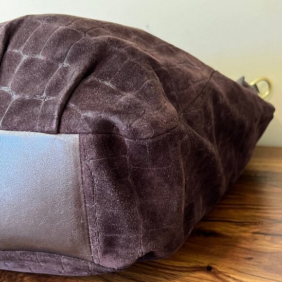 Coach Madison Embossed Suede Leather Shoulder Bag/Hobo Brown 15920 MSB EUC purse - Picture 9 of 13